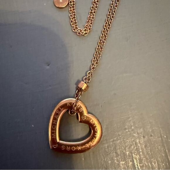 Michael Kors Rose Gold Long Heart Pendant Necklace - Picture 4 of 14